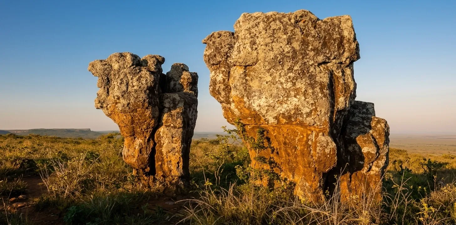 Formações rochosas e paredões de arenito da Cidade de Pedra